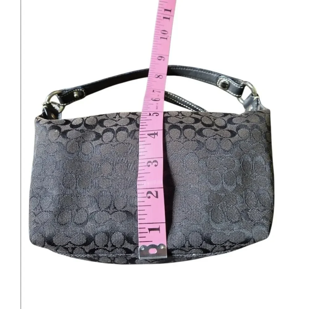 VTG Coach Signature Monogram Jacquard Canvas Mini Pouch Purse Y2K Zip Bag 8x5x3